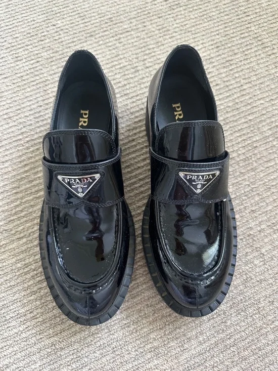 Prada Black Patent Leather Loafers - Picture 1 of 3